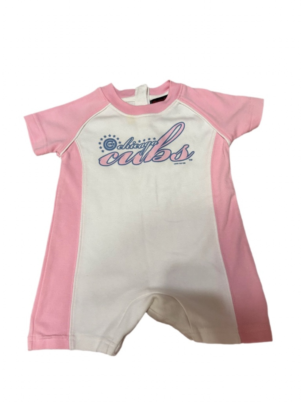 Chicago Cubs Pink & White Baby One-Piece